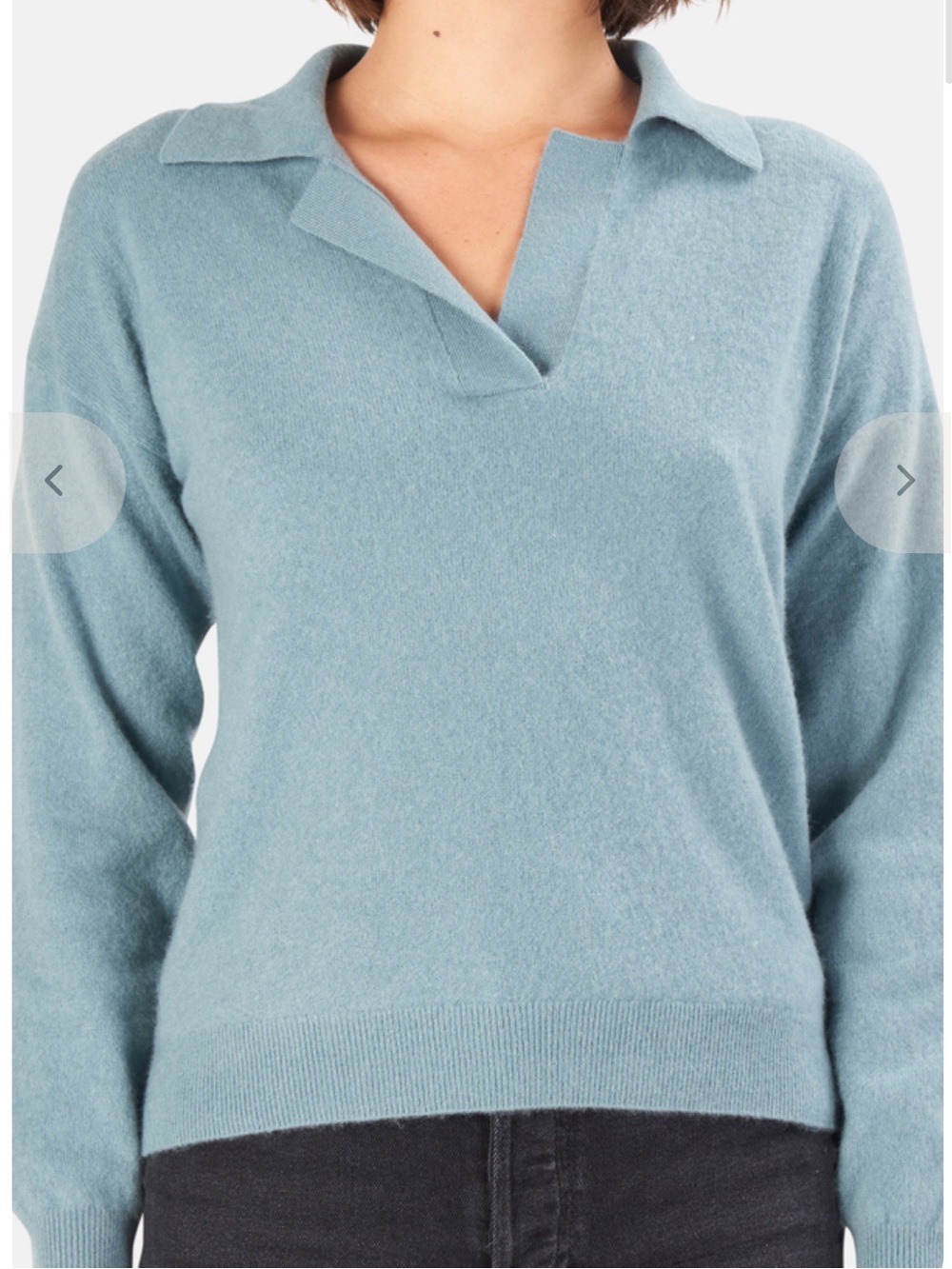 NAADAM Long Sleeve V Neck Polo Sweater, Small - Picture 2 of 8